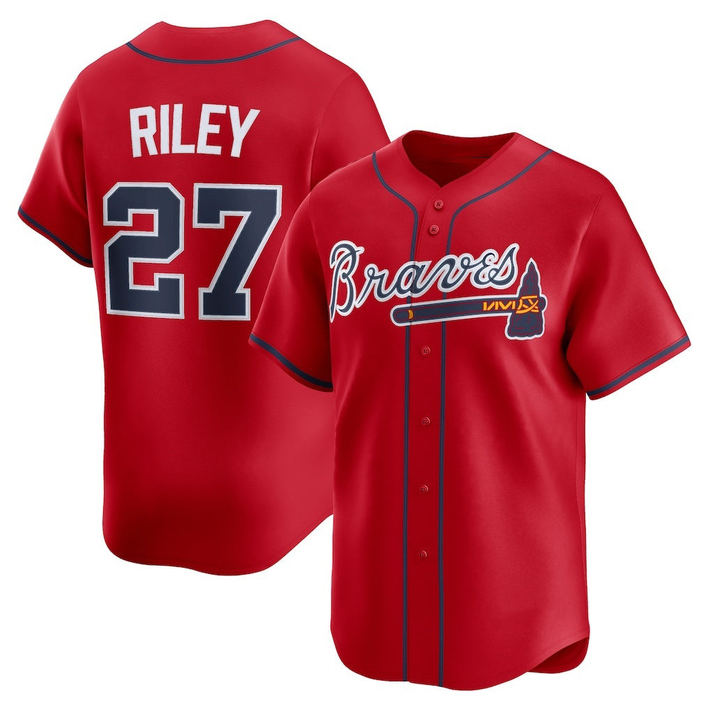 Atlanta Braves #27 Austin Riley Red Puhics Alternate Limited Player Jersey
