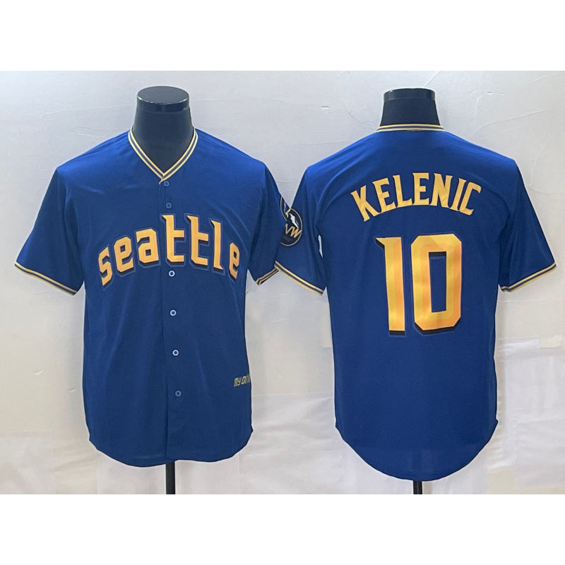 Seattle Mariners #10 Jarred Kelenic Blue Puhics 2023 City Connect Cool Base Stitched Jersey