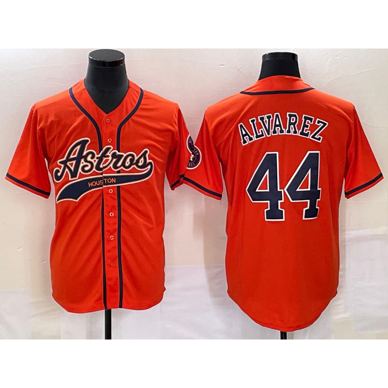 Houston Astros #44 Yordan Alvarez Orange Puhics With Patch Cool Base Stitched Jersey