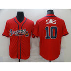 Atlanta Braves #10 Chipper Jones Red Puhics Stitched Cool Base Jersey