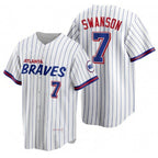 Atlanta Braves #7 Dansby Swanson White Puhics 2021 City Connect Stitched Jersey