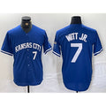 Kansas City Royals #7 Bobby Witt Jr Number Blue Puhics Cool Base Stitched Jersey