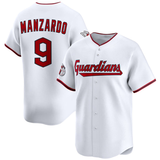 Cleveland Guardians #9 Kyle Manzardo White Puhics Home Limited Stitched Jersey