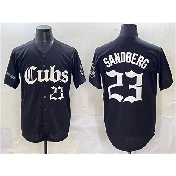 Chicago Cubs #23 Ryne Sandberg Black Puhics 'Gothic North Side Edition' Vapor Premier Limited Stitched Jersey