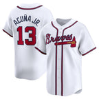 Atlanta Braves #13 Ronald Acu?a Jr. White Puhics Home Limited Player Jersey