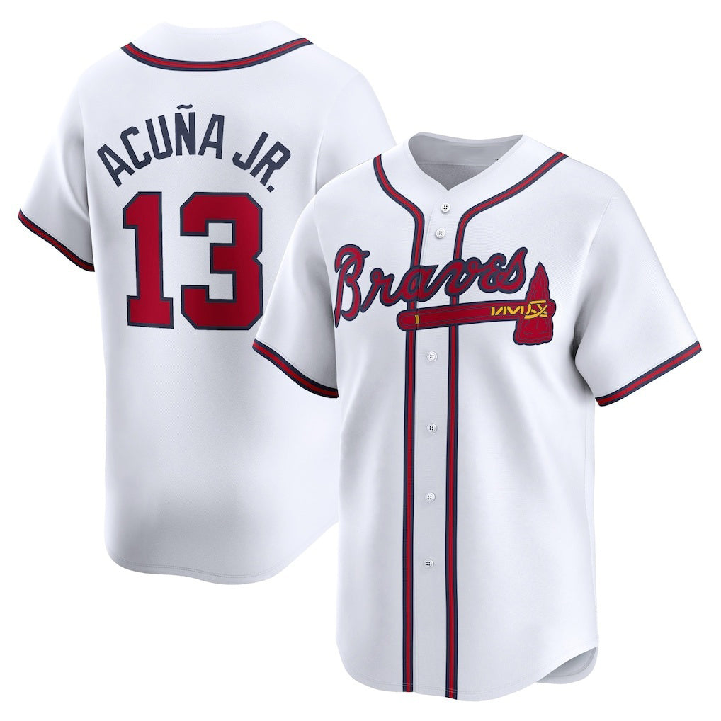 Atlanta Braves #13 Ronald Acu?a Jr. White Puhics Home Limited Player Jersey
