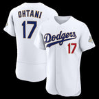 Los Angeles Dodgers #17 Shohei Ohtani White Puhics 2026 Gold Collection Authentic Jersey