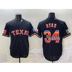 Texas Rangers #34 Nolan Ryan Black Puhics Mexico Limited Stitched Jersey