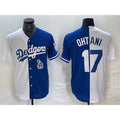 Los Angeles Dodgers #17 Shohei Ohtani White Blue Puhics Two Tone Stitched Jersey 2