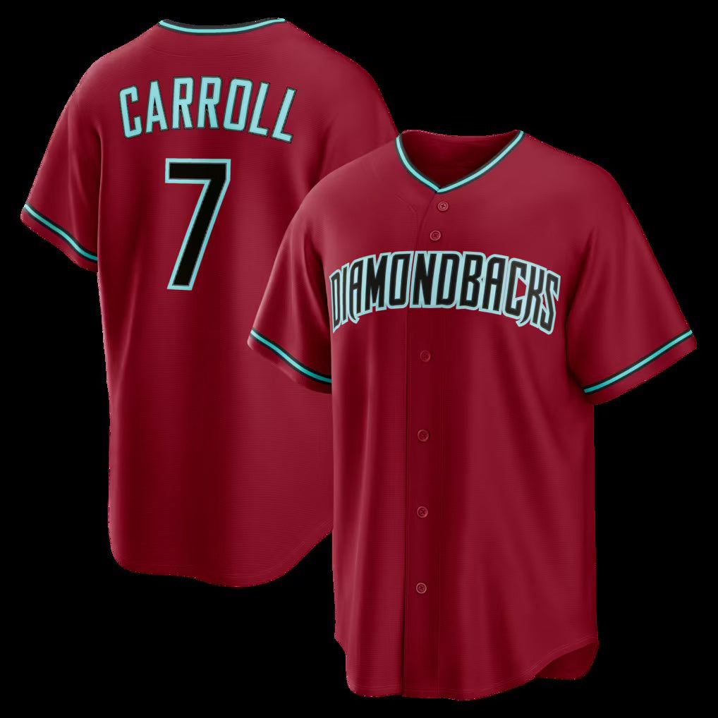 Arizona Diamondbacks #7 Corbin Carroll Crimson Puhics Alternate 2 Replica Jersey