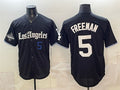 Los Angeles Dodgers #5 Freddie Freeman Black Puhics 2025 World Series Champions Patch 'Gothic Edition' Vapor Premier Limited Stitched Jersey