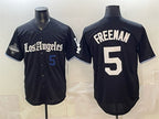 Los Angeles Dodgers #5 Freddie Freeman Black Puhics 2025 World Series Champions Patch 'Gothic Edition' Vapor Premier Limited Stitched Jersey