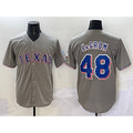 Texas Rangers #48 Jacob deGrom Gray Puhics With Patch Cool Base Stitched Jersey