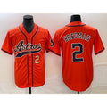 Houston Astros #2 Alex Bregman Number Orange Puhics With Patch Cool Base Stitched Jersey