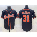 Detroit Tigers #31 Riley Greene Black Puhics With Patch Cool Base Stitched Jersey