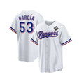 Texas Rangers #53 Adolis Garc¨ªa White Puhics 2023 World Series Stitched Jersey