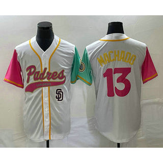 San Diego Padres #13 Manny Machado White Puhics NEW 2023 City Connect Cool Base Stitched Jersey 2