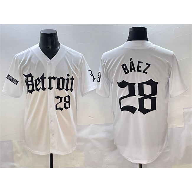 Detroit Tigers #28 Javier B¨¢ez White Puhics 'Motor Gothic Edition' Vapor Premier Limited Stitched Jersey