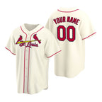 Custom St. Louis Cardinals Cream Puhics Stitched Cool Base Jersey