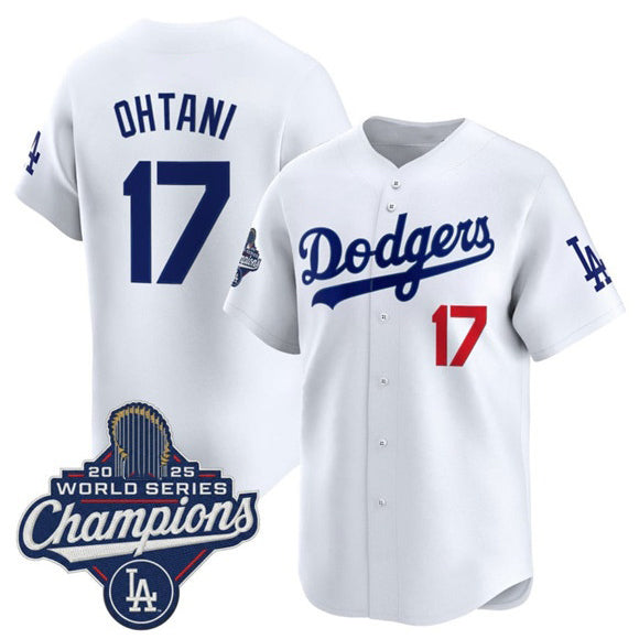 Los Angeles Dodgers #17 Shohei Ohtani White Puhics 2025 Champions Stitched Jersey