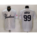 New York Yankees #99 Aaron Judge White Puhics Pinstripe Fashion Cool Base Jersey 3