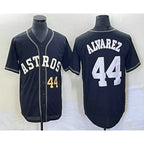Houston Astros #44 Yordan Alvarez Number Black Puhics Cool Base Stitched Jersey