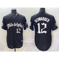 Philadelphia Phillies #12 Kyle Schwarber Black Puhics Gothic Vapor Limited Stitched Jersey