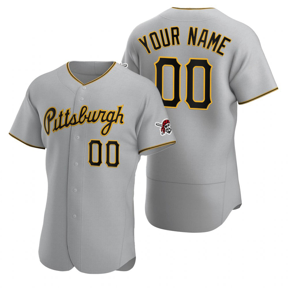 Custom Pittsburgh Pirates Gray Puhics Stitched Flex Base 2020 Road Jersey