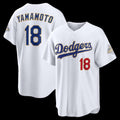 Los Angeles Dodgers #18 Yoshinobu Yamamoto White Puhics 2026 Gold Collection Stadium Jersey