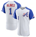 Atlanta Braves #1 Ozzie Albies White Puhics 2023 City Connect Flex Base Stitched Jersey