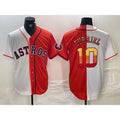 Houston Astros #10 Yuli Gurriel White Orange Puhics Split Stitched Jersey 2