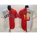 Houston Astros #10 Yuli Gurriel White Orange Puhics Split Stitched Jersey 2