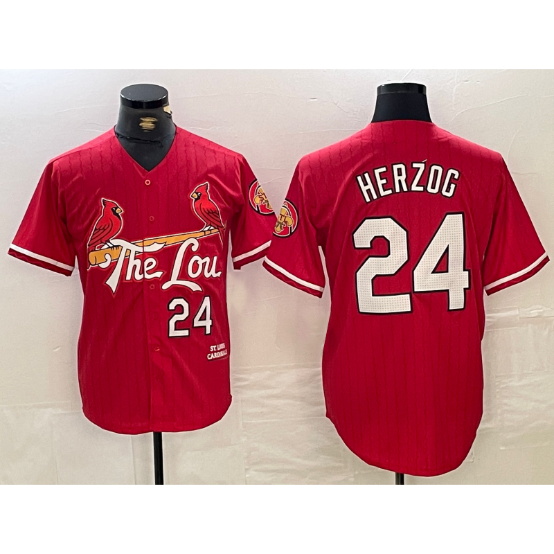 St. Louis Cardinals #24 Whitey Herzog Red Puhics 2024 City Connect Limited Stitched Jersey