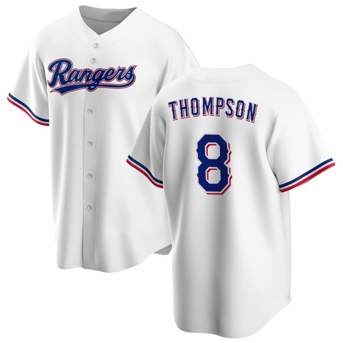 Texas Rangers #8 Bubba Thompson White Puhics Cool Base Stitched Jersey