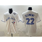 Toronto Blue Jays #22 Ernie Clement White Puhics 2025 World Series Home Cool Base Stitched Jersey