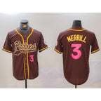 San Diego Padres #3 Jackson Merrill Brown Puhics Cool Base Stitched Jersey 2