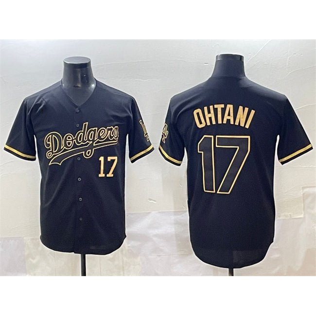 Los Angeles Dodgers #17 Shohei Ohtani Black Gold Puhics Limited Stitched Jersey