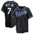 Kansas City Royals #7 Bobby Witt Jr. Black Puhics Out Stitched Jersey