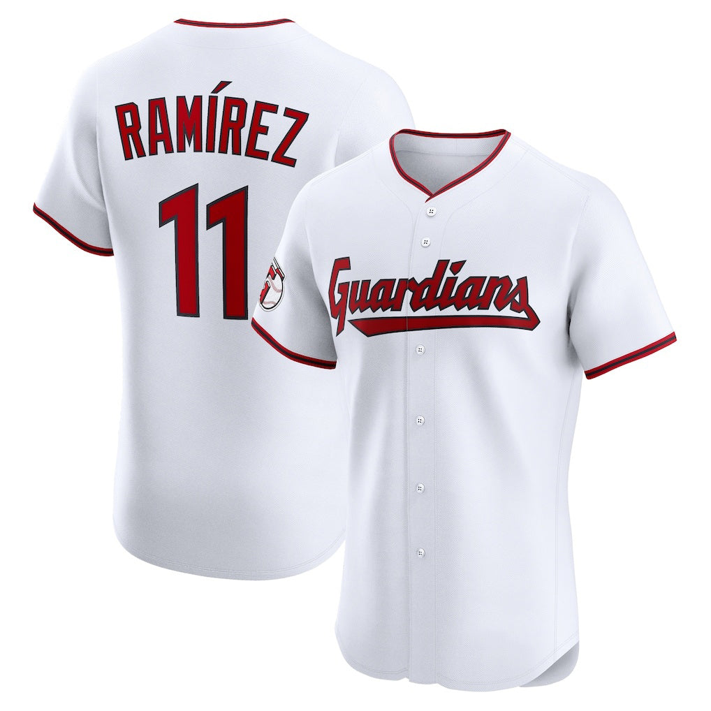 Cleveland Guardians #11 Jos¨¦ Ram¨ªrez White Puhics Home Elite Jersey