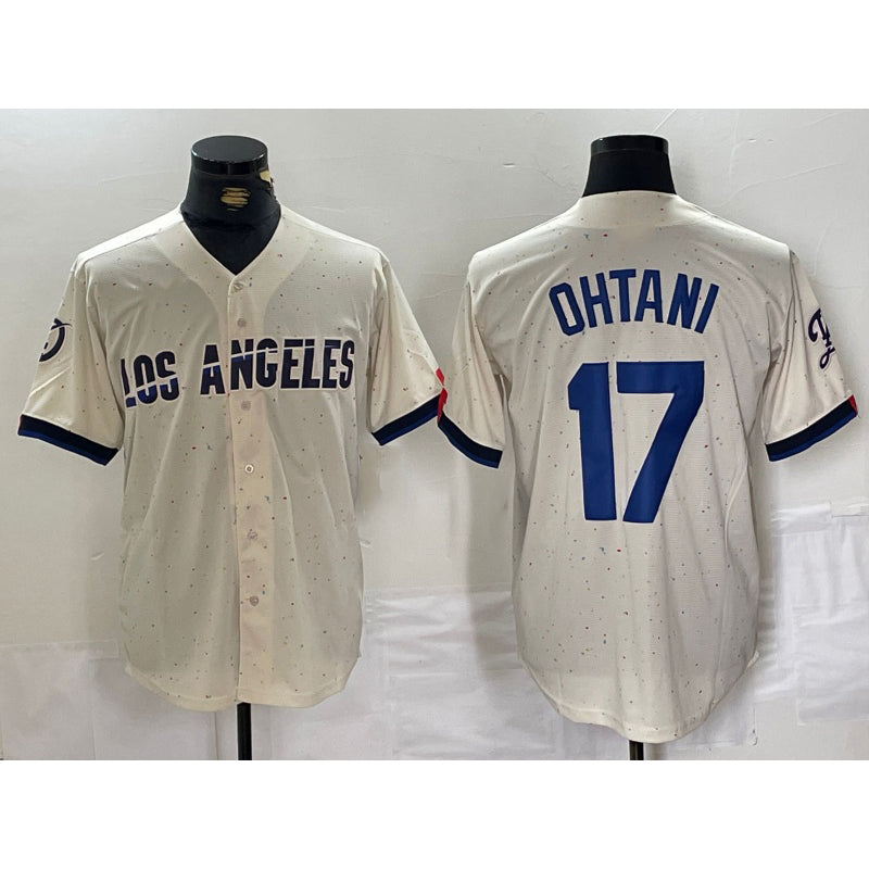 Los Angeles Dodgers #17 Shohei Ohtani Cream Puhics 2024 City Connect Limited Stitched Jerseys