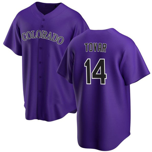 Colorado Rockies #14 Ezequiel Tovar Purple Puhics Cool Base Stitched Jersey