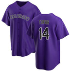 Colorado Rockies #14 Ezequiel Tovar Purple Puhics Cool Base Stitched Jersey
