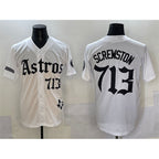 Houston Astros #713 DJ Screwston White Puhics Gothic 'Houston Born Barrio Raised' Limited Stitched Jersey