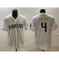 Arizona Diamondbacks #4 Ketel Marte White Puhics Gold Cool Base Stitched Jersey