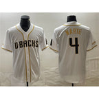 Arizona Diamondbacks #4 Ketel Marte White Puhics Gold Cool Base Stitched Jersey