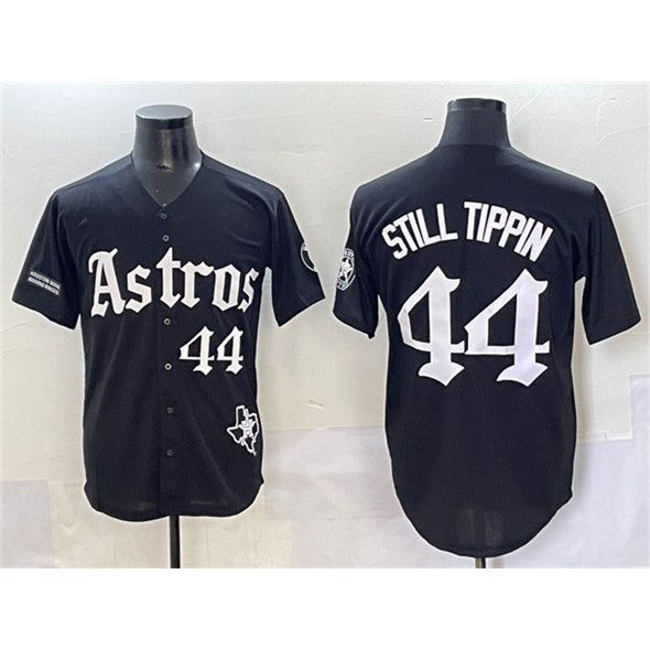 Houston Astros #44 Still Tippin Black Puhics Gothic 'Houston Born Barrio Raised' Limited Stitched Jersey