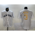 New York Yankees #3 Babe Ruth White Puhics Pinstripe Fashion Cool Base Jersey 2