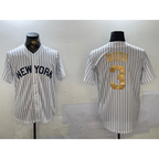 New York Yankees #3 Babe Ruth White Puhics Pinstripe Fashion Cool Base Jersey 2
