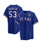 Texas Rangers #53 Adolis Garc¨ªa Royal Puhics 2023 World Series Stitched Jersey
