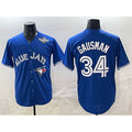 Toronto Blue Jays #34 Kevin Gausman Royal Puhics 2025 World Series Cool Base Stitched Jersey